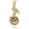 Golden Tone Brass Hollow Round Cage Pendants KK-J242-04G-2