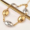 Two Tone Oval 304 Stainless Steel Link Bracelets for Women BJEW-A169-12GP-2