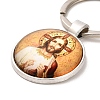 I Love Jesus Symbol Glass Pendant Keychain with Alloy Jesus Fish Charm KEYC-G058-01E-2