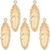 10Pcs 304 Stainless Steel Feather Pendants STAS-BBC0009-99-1