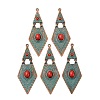 Tibetan Style Alloy with Acrylic Big Pendants PALLOY-F319-05A-R-1