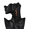 Natural Carnelian Earrings Dangle Earrings EJEW-TA00653-01-3