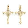 Religion Brass Micro Pave Cubic Zirconia Pendants KK-T073-47G-1