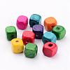 Mixed Lead Free Cube Natural Wood Beads X-YTB027-2