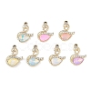UV Plating Alloy with Mixed Color Glass Rhinestone Pendants FIND-M018-33G-1
