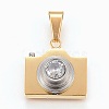 304 Stainless Steel Cubic Zirconia Pendants STAS-F168-34G-1