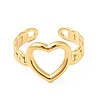 Ion Plating(IP) 304 Stainless Steel Heart Open Cuff Ring for Women RJEW-I085-11G-2