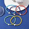 Flower Natural Shell & Glass & Seed Beaded Stretch Bracelet BJEW-JB10183-2