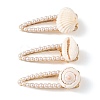 3Pcs 3 Styles Natural Shell Alligator Hair Clips PHAR-TA000012-2