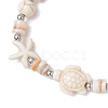 Starfish & Turtle Natural Freshwater Shell Beads Stretch Bracelets for Women BJEW-JB11922-02-3