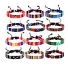 12Pcs Adjustable Ethnic Style Cotton Cord Braided Bracelets for Men Women FS-WGF0782-01-1