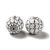 Halloween Printed Spider Webs Colored Wood European Beads WOOD-K007-04G-1