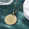 Flat Round 304 Stainless Steel Pendant Necklaces NJEW-M096-28G-5