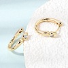 Brass Pave Clear Cubic Zirconia Hoop Earrings KK-CBACA55-02G-5