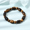 Natural Tiger Eye Oval and Round Beaded Stretch Bracelets for Women GG-CBA3F02-13B-1
