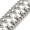 Non-Tarnish 304 Stainless Steel Round Ball Charms Link Chain Necklaces NJEW-G119-01P-2