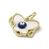 Evil Eye Enamel Shell Brass Butterfly Charms with Jump Rings KK-E092-27G-04-2