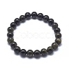 Natural Golden Sheen Obsidian Bead Stretch Bracelets X-BJEW-K212-B-020-4