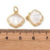 Brass Pave Natural White Shell Pendants KK-P308-05G-02-3