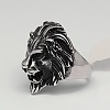 Valentines Day Unique Gift Ideas Retro Men's 304 Stainless Steel Wide Lion Rings RJEW-F006-200-2