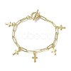 Golden 304 Stainless Steel Charm Bracelets with Brass Paperclip Chains BJEW-JB10031-03-1
