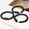 12 Constellations Protetion Tiger Eye & Black Obsidian Round Beads Stretch Bracelets for Men Women WG083ED-04-3