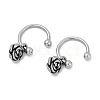 Rose Flower 316 Surgical Stainless Steel Dangle Half Hoop Earrings for Women EJEW-G416-45AS-4