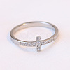 Cross Stainless Steel Micro Pave Clear Cubic Zirconia Finger Rings for Women FS-WG88B59-02-2