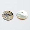 Flat Round Natural Akoya Shell Pendants SHEL-N031-01-2