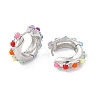 Colorful Resin Beaded Hoop Earrings EJEW-P215-04P-2