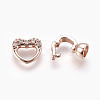 Brass Micro Pave Cubic Zirconia Fold Over Clasps KK-P164-07RG-3