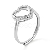 Heart Adjustable 925 Sterling Silver Ring Components STER-G042-05P-1