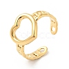 Ion Plating(IP) 304 Stainless Steel Heart Open Cuff Ring for Women RJEW-I085-11G-1