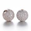 CZ Brass Micro Pave Cubic Zirconia Round Beads ZIRC-L017-03P-1