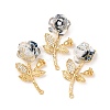 Brass Micro Pave Clear Cubic Zirconia with Resin Pendants KK-G543-21G-1