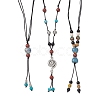 3Pcs 3 Styles Retro Glass & Porcelain & Alloy Snake Adjustable Nylon Cord Y Necklaces for Women NJEW-JN05360-2