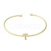 Rack Plating Brass Micro Pave Clear Cubic Zirconia Letter Open Cuff Bangles BJEW-A018-01G-T-2
