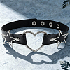 Punk Rock Style Alloy Star Heart Link Imitation Leather Chocker Necklaces NJEW-WH20004-20A-5