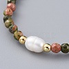 Natural Unakite Beads Stretch Bracelets BJEW-JB04676-03-2