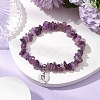 Natural Amethyst Chip Beaded Stretch Bracelets BJEW-JB11133-10-2