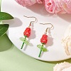 Stainless Steel Glass Flower Dangle Earrings EJEW-MZ00574-4