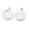 Flat Round Alloy Pendant Cabochon Settings LS-PALLOY-A15654-S-2