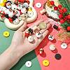 120Pcs 8 Styles Christmas Santa Claus Theme Spray Painted Schima Wood Beads WOOD-CJ0002-60-4