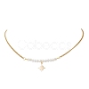 Electroplate Glass Faceted Rondelle Beaded Alloy Pendant 304 Stainless Steel Curb Chain Necklaces for Women NJEW-JN05764-03-2