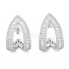 Clear Cubic Zirconia Triangle Stud Earrings EJEW-L231-74P-1