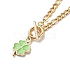 Alloy Enamel Clover Pendant Necklace with Brass Chains for Women NJEW-JN04087-1