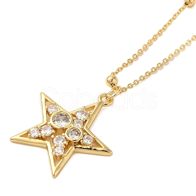 Real 18K Gold Plated Brass Micro Pave Clear Cubic Zirconia Pendant Necklaces for Women LS-NJEW-K381-03C-C-1