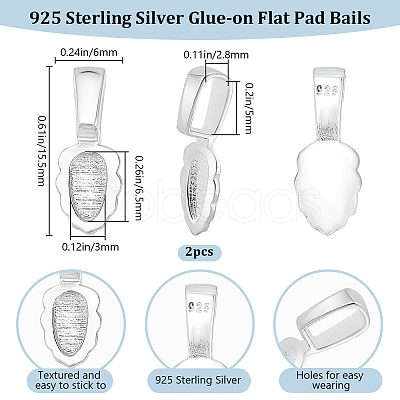 2Pcs 925 Sterling Silver Pinch Bails STER-BBC0007-54-1