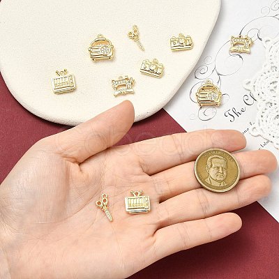 10Pcs 5 Styles Brass Micro Pave Clear Cubic Zirconia Pendants KK-CJ0004-26G-1