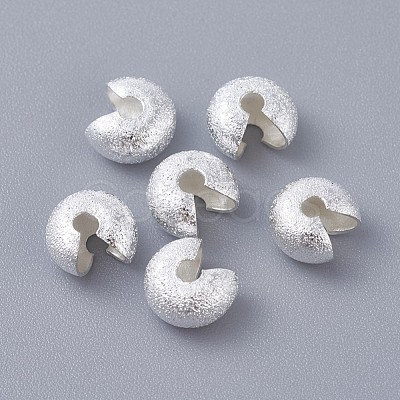 Textured Brass Crimp Beads Covers X-KK-I665-23S-1
